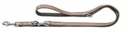 Hunter Looplijn Voor Hond Verstelbaar Basic Nickel Beige Nappaleer Zwart Onderlegd 1,3x200 Cm