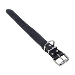 Tijssen Halsband & Lijn Vetleer - Zwart - Halsband - 35 Mm X 45 Cm