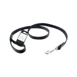 Tijssen Halsband & Lijn Vetleer - Zwart - Lijn - 20 Mm X 130 Cm